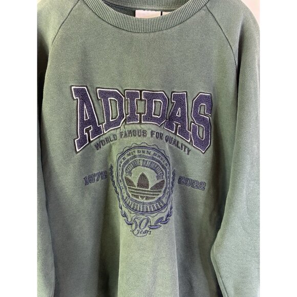 Adidas Felted Spell Out Faded Crewneck Sweatshirt Gray - Picture 3 of 7
